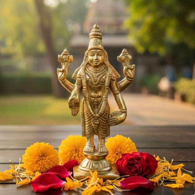 Brass Lord Vishnu Idol