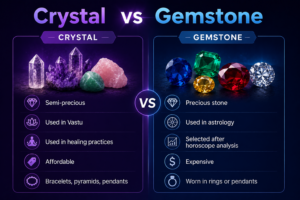 Crystal vs gemstone comparison chart
